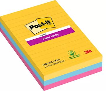 Memoblok Post-It 4690 Super Sticky 101x152mm. pak à 3 stuks.