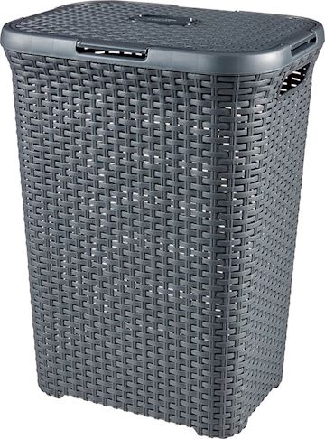 Wasmand met deksel Curver Style 60 liter - antraciet