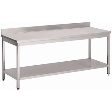RVS werktafel met onderblad en achteropstand 88x120x70cm