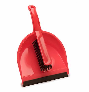 Veegblik met stoffer (kunststof) 23 x 33 x 7 cm - rood